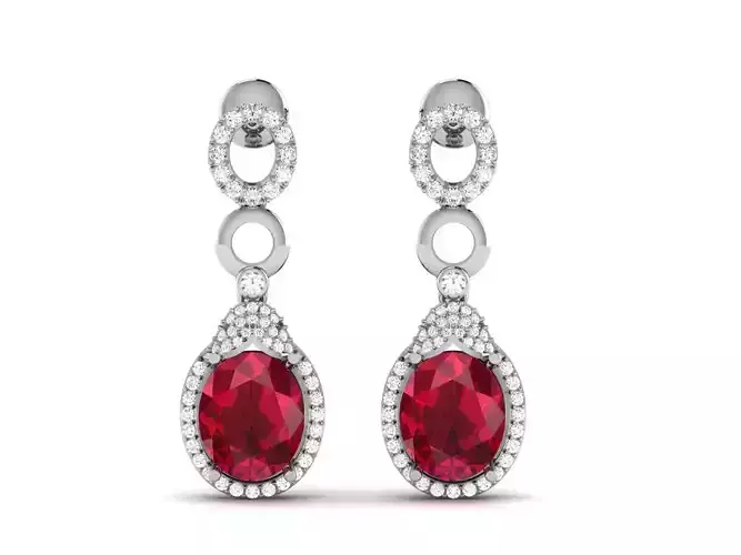 Women Oval Diamond Earring 3dm stl fbx obj Render Details