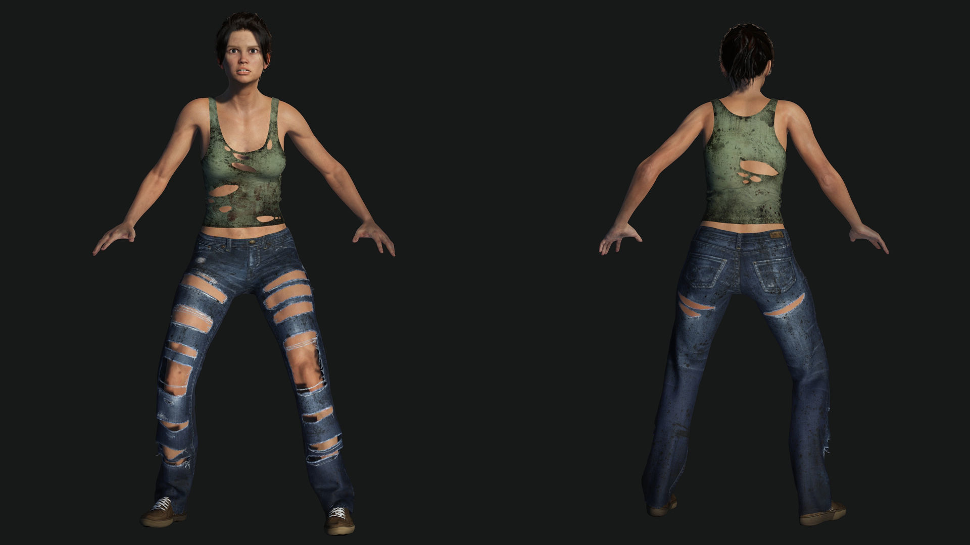 Survival Female Game Ready Low-poly 3D model_15