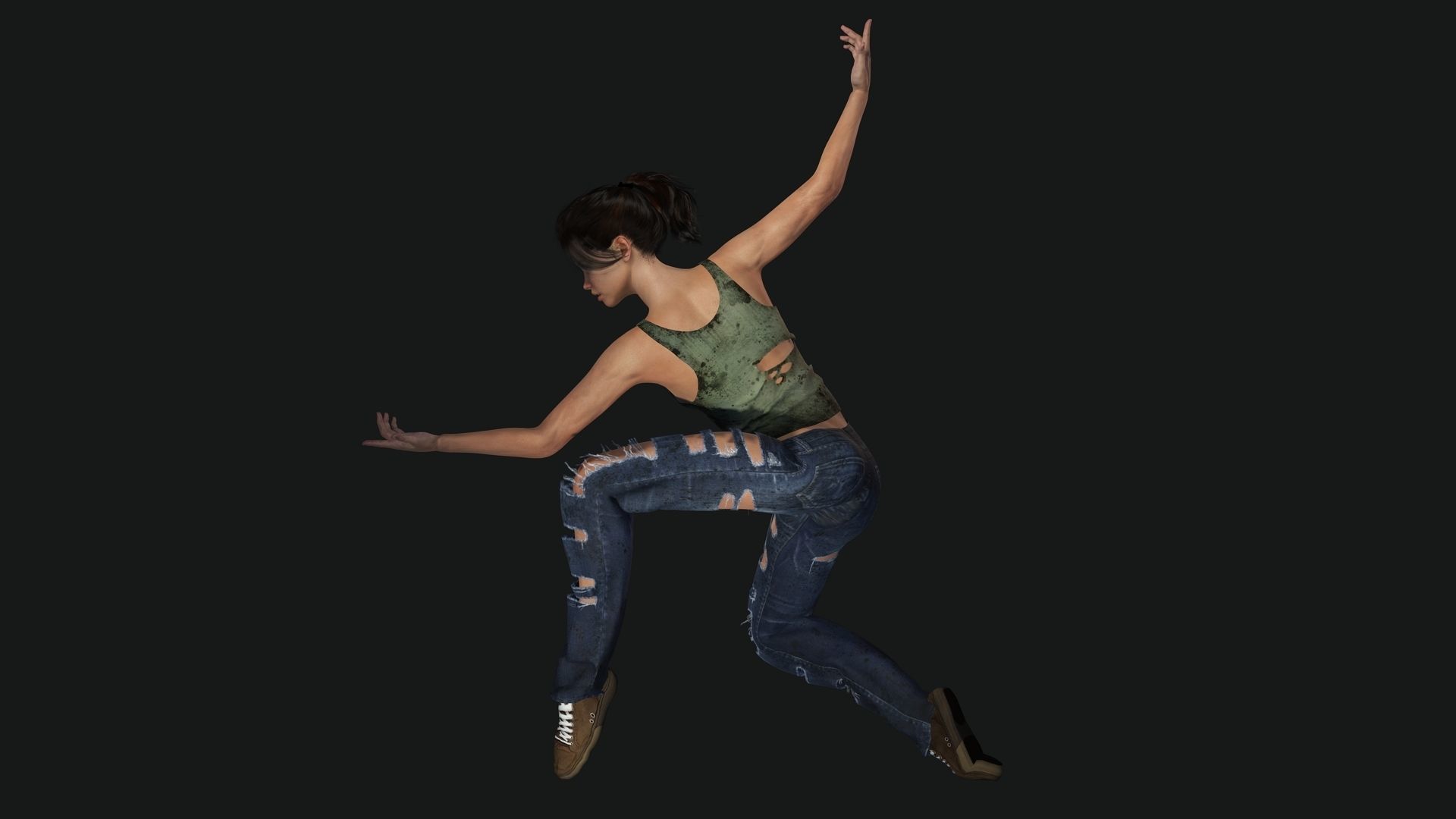 Survival Female Game Ready Low-poly 3D model_11