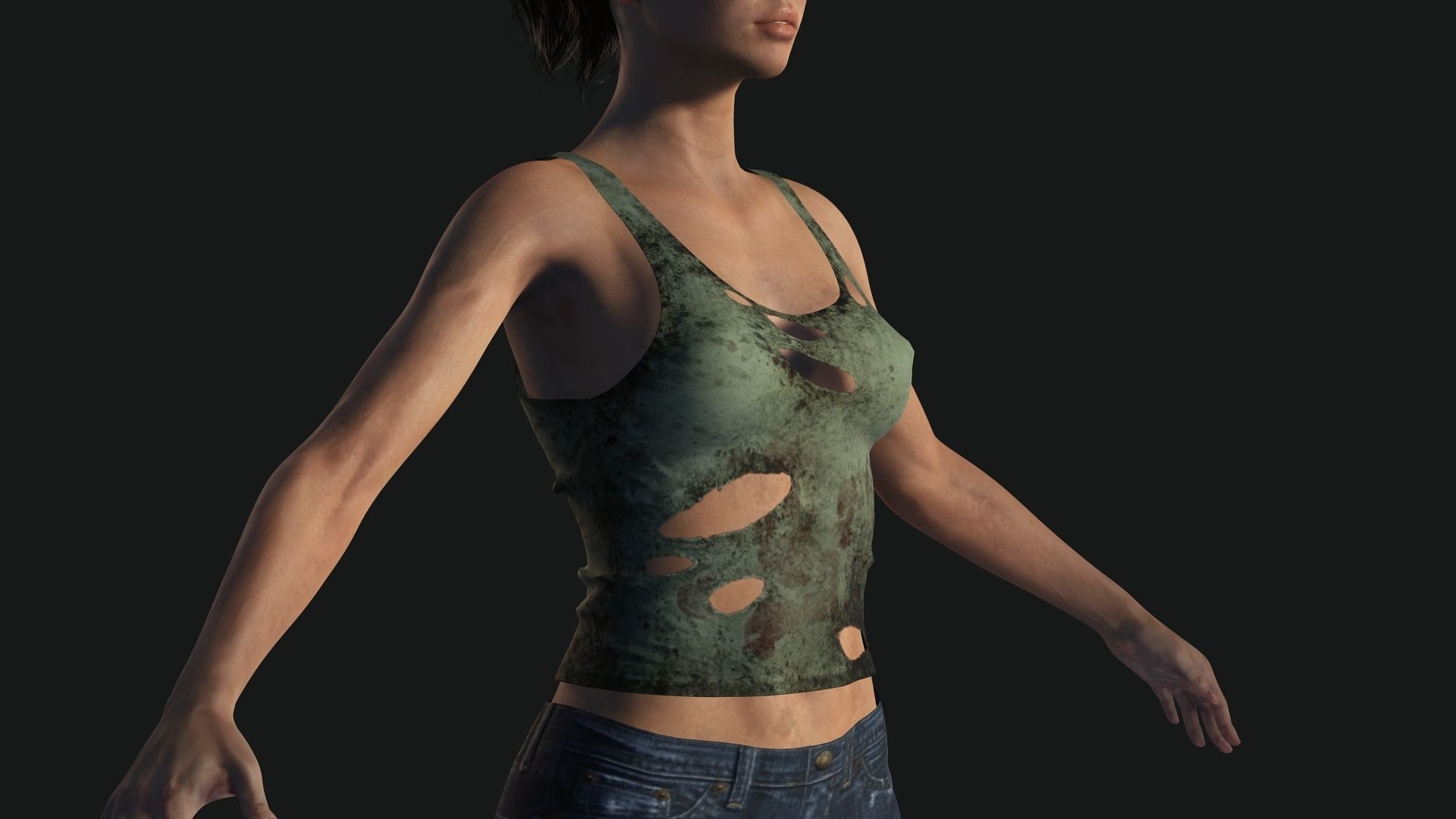 Survival Female Game Ready Low-poly 3D model_7