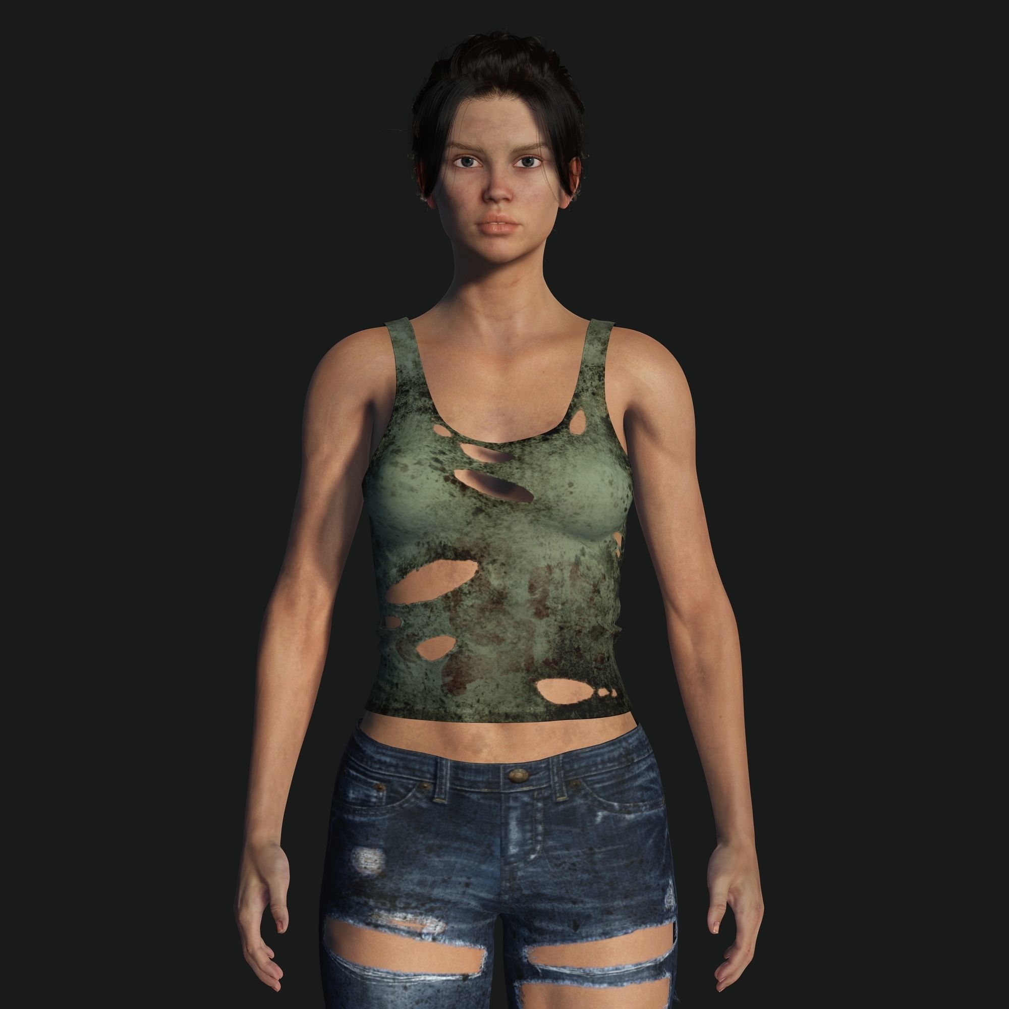 Survival Female Game Ready Low-poly 3D model_18