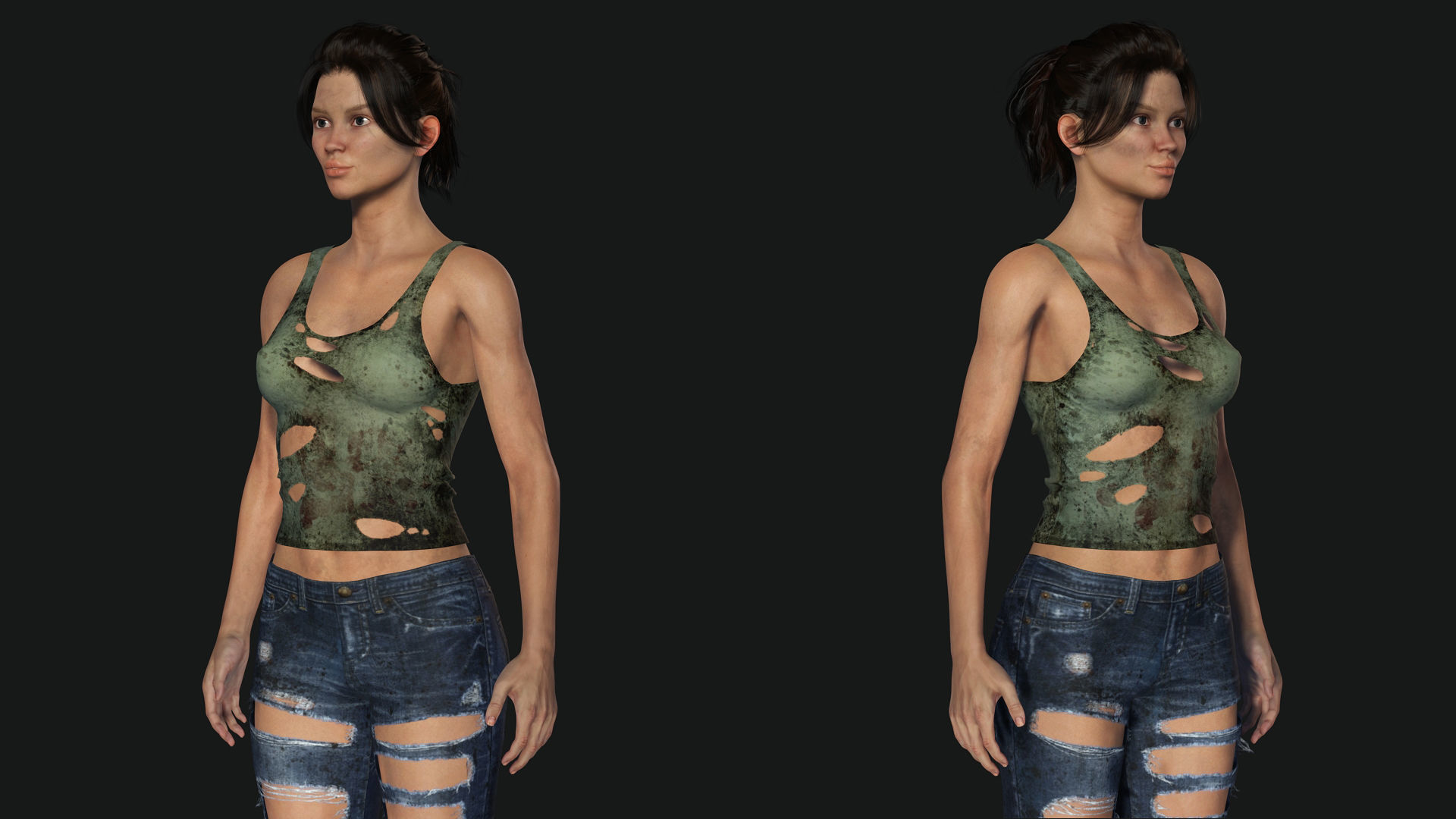 Survival Female Game Ready Low-poly 3D model_3