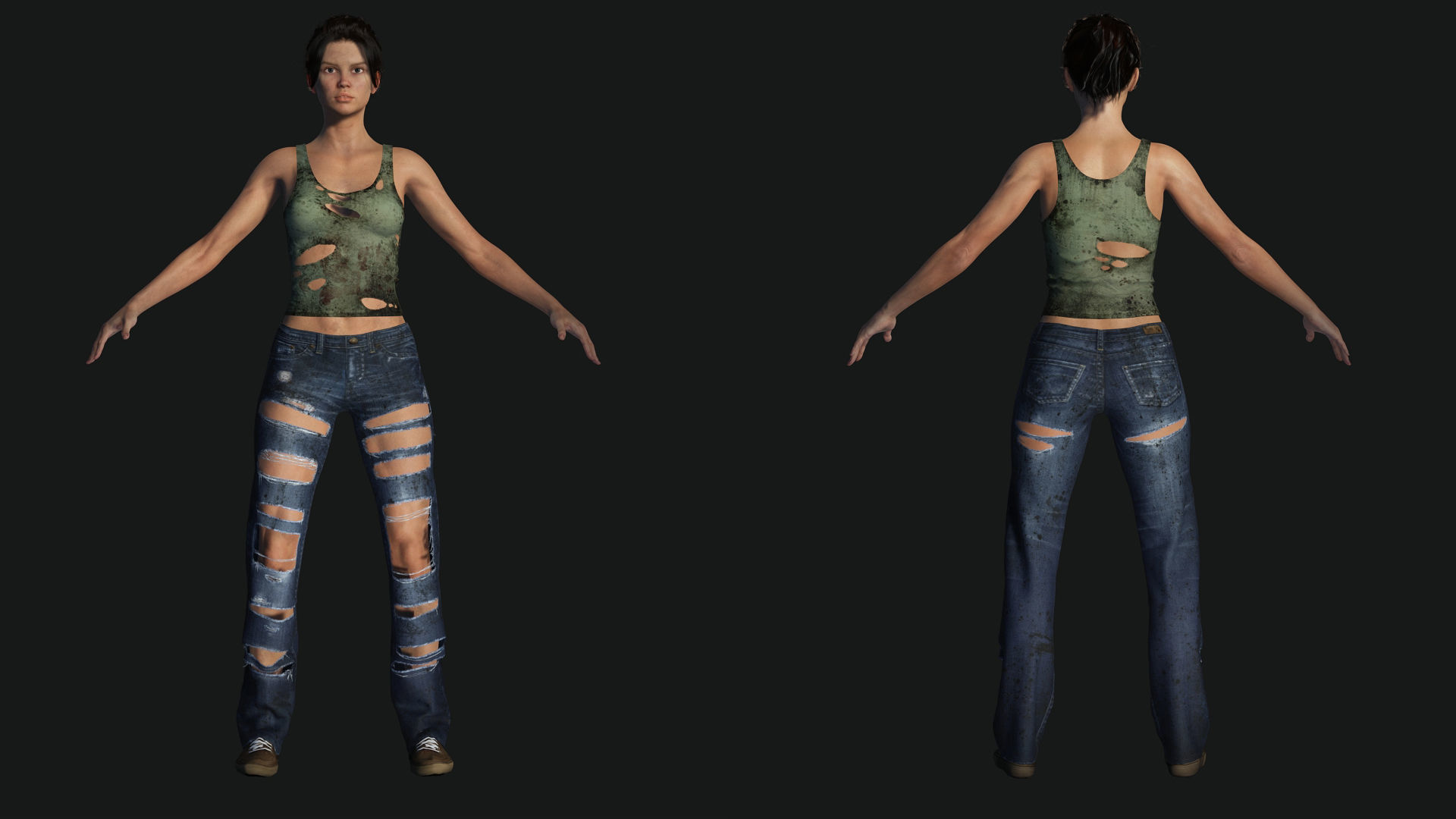 Survival Female Game Ready Low-poly 3D model_2