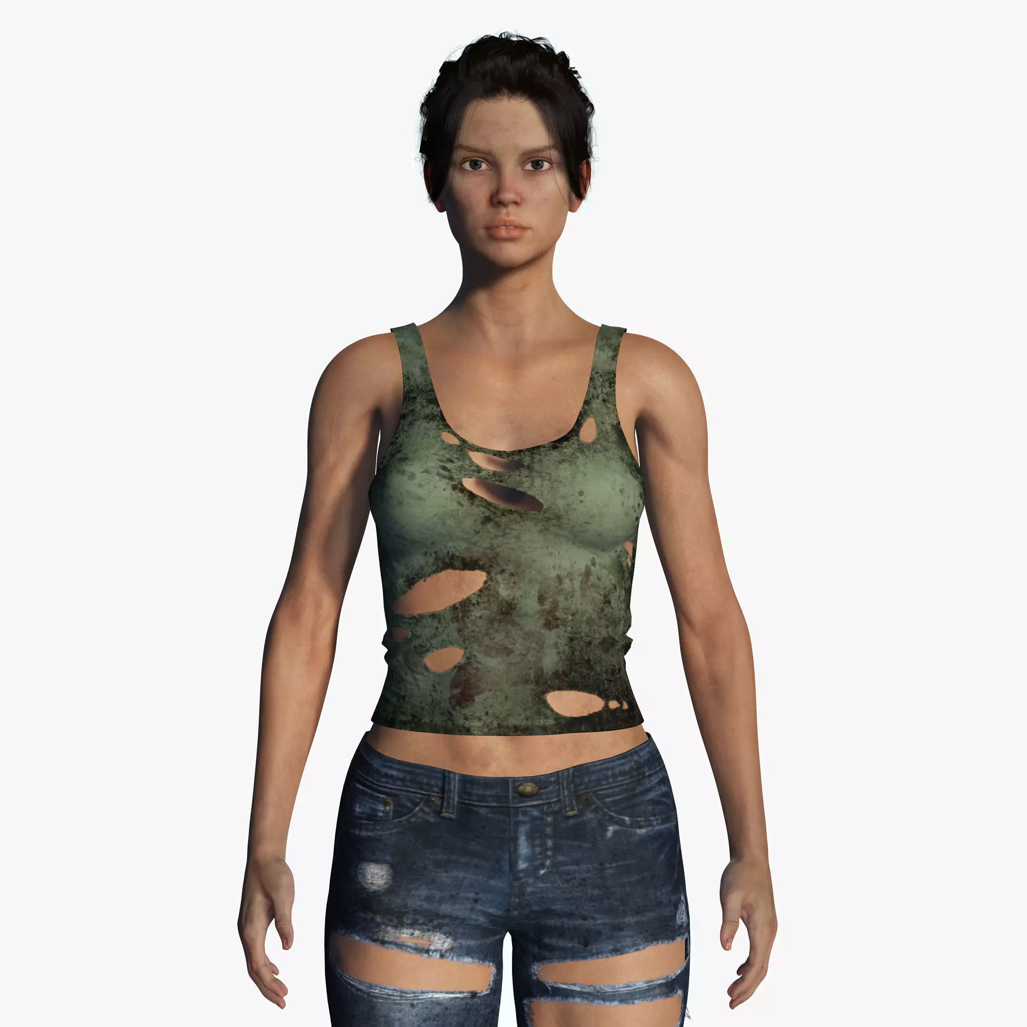 Survival Female Game Ready Low-poly 3D model_0