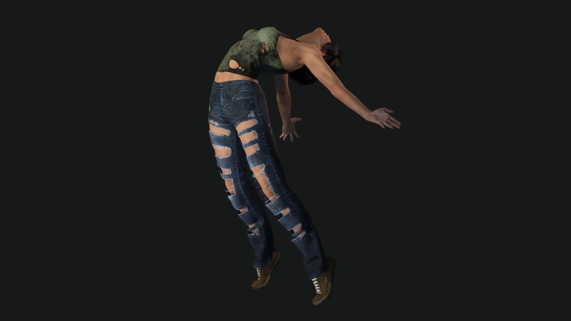 Survival Female Game Ready Low-poly 3D model_9