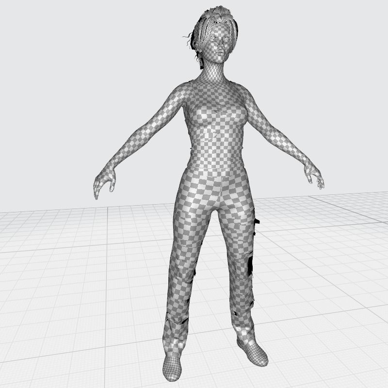 Survival Female Game Ready Low-poly 3D model_30