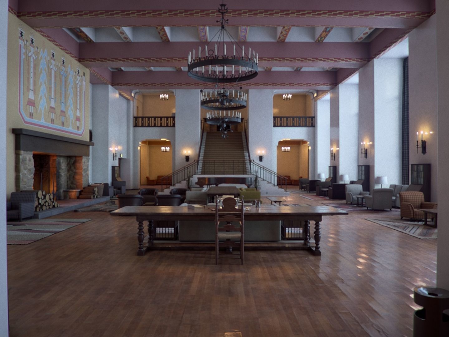 The Shining Overlook Hotel Interiors 3D Model Collection_4