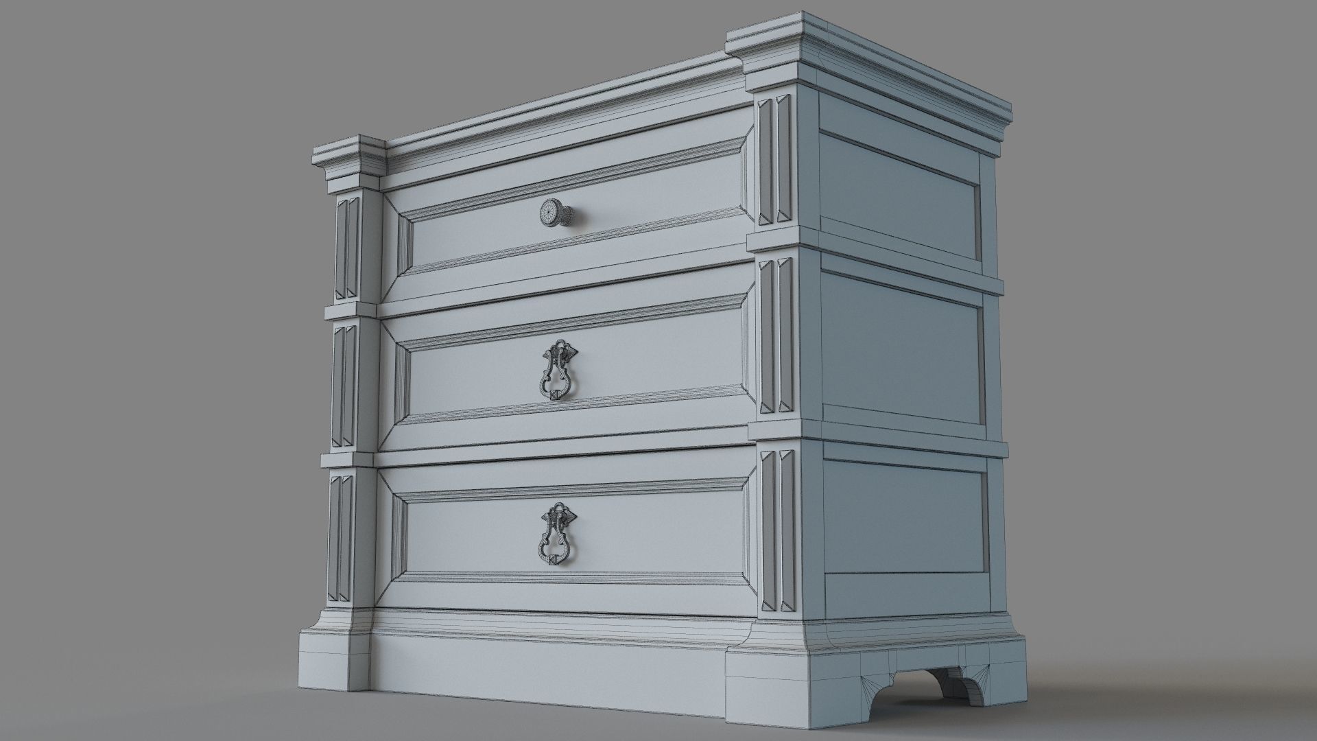 Bedroom La Grange Jefferson Three-Drawer Nightstand 3D model_5