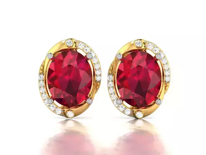 Women Oval Diamond Earring 3dm stl fbx obj Render Details 3D print model