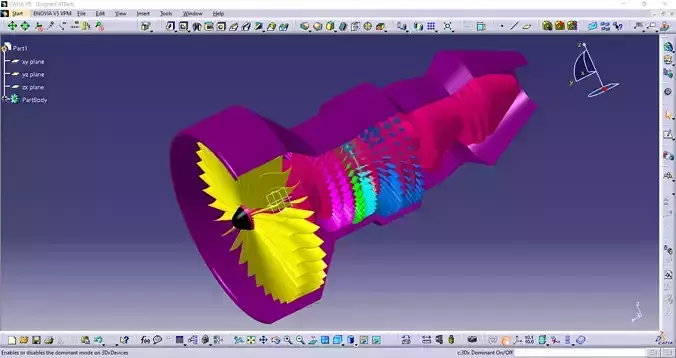 Airplane jet engine blades Low-poly 3D model