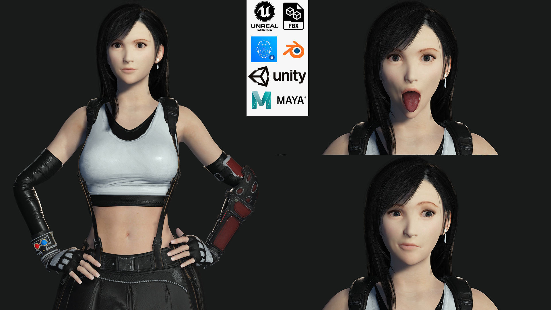 Tifa Lockhart Game Ready Low-poly 3D model_1