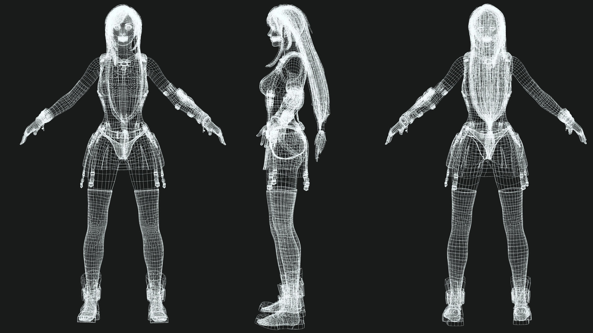 Tifa Lockhart Game Ready Low-poly 3D model_6