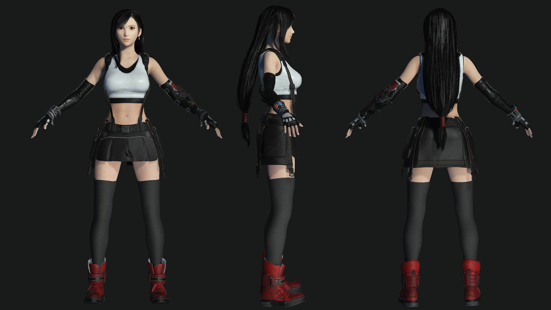 Tifa Lockhart Game Ready Low-poly 3D model_3