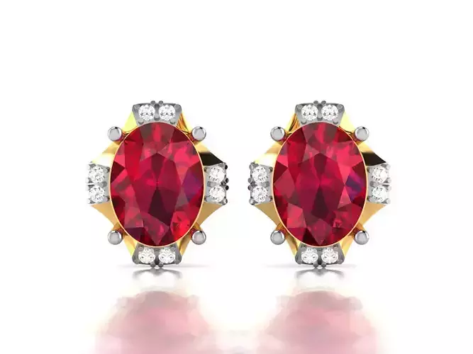 Women Oval Diamond Earring 3dm stl fbx obj Render Details