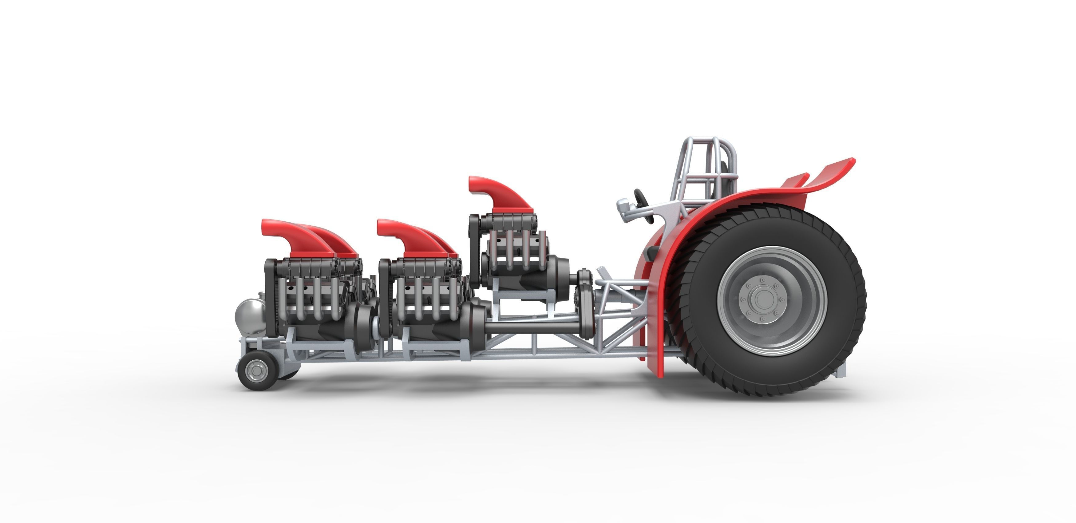 Pulling tractor with 5 engines V8 Scale 1 to 25 3D print model_7