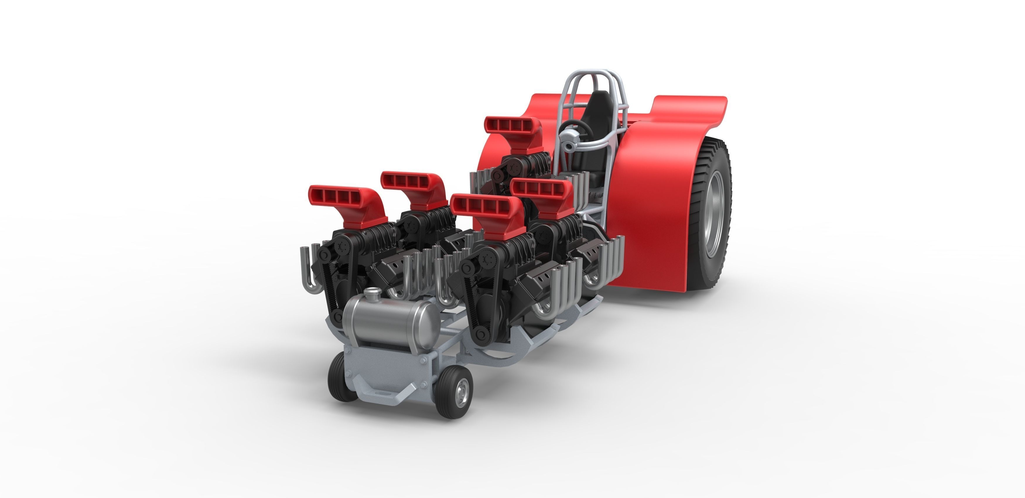 Pulling tractor with 5 engines V8 Scale 1 to 25 3D print model_3