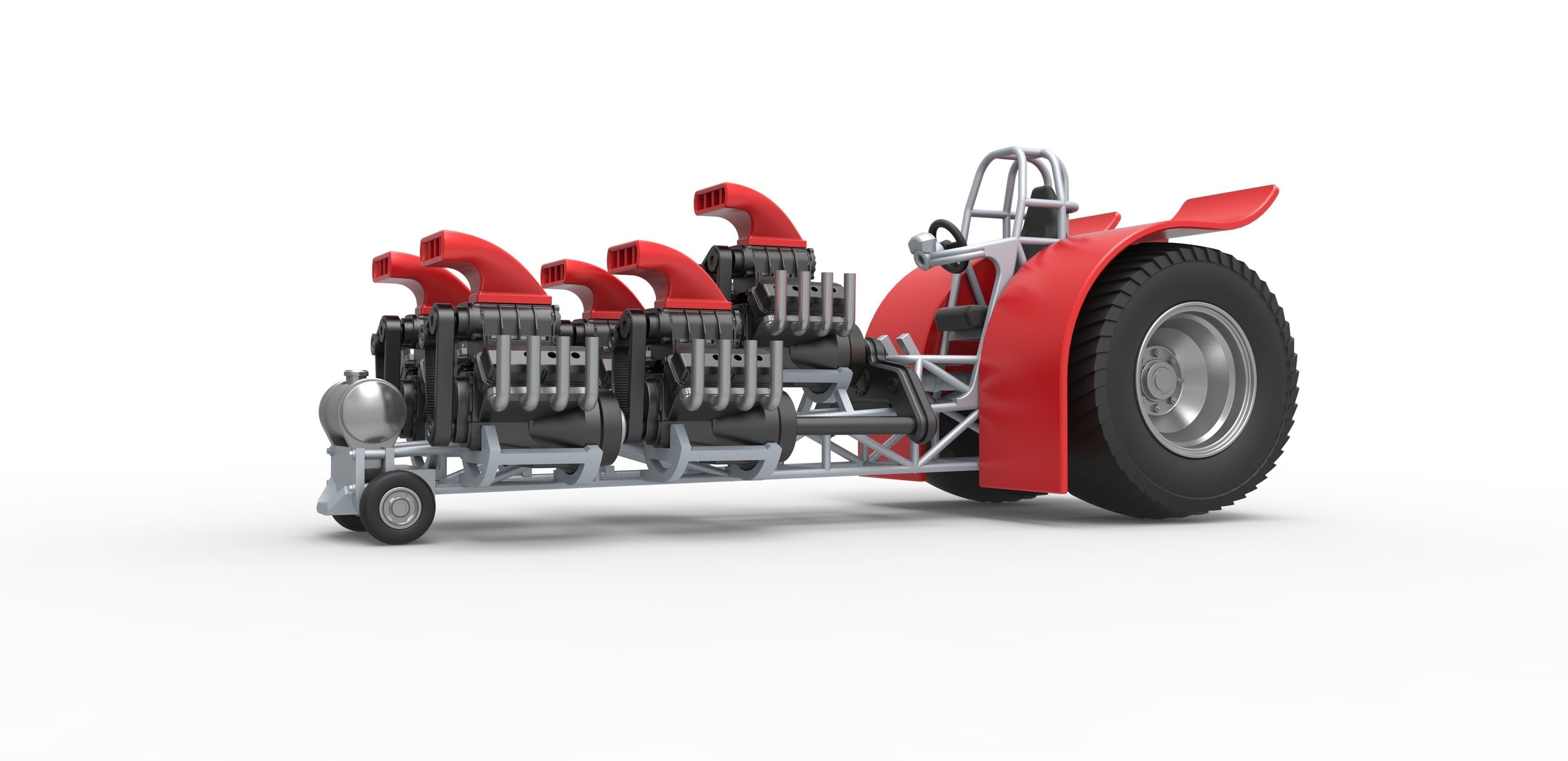 Pulling tractor with 5 engines V8 Scale 1 to 25 3D print model_2
