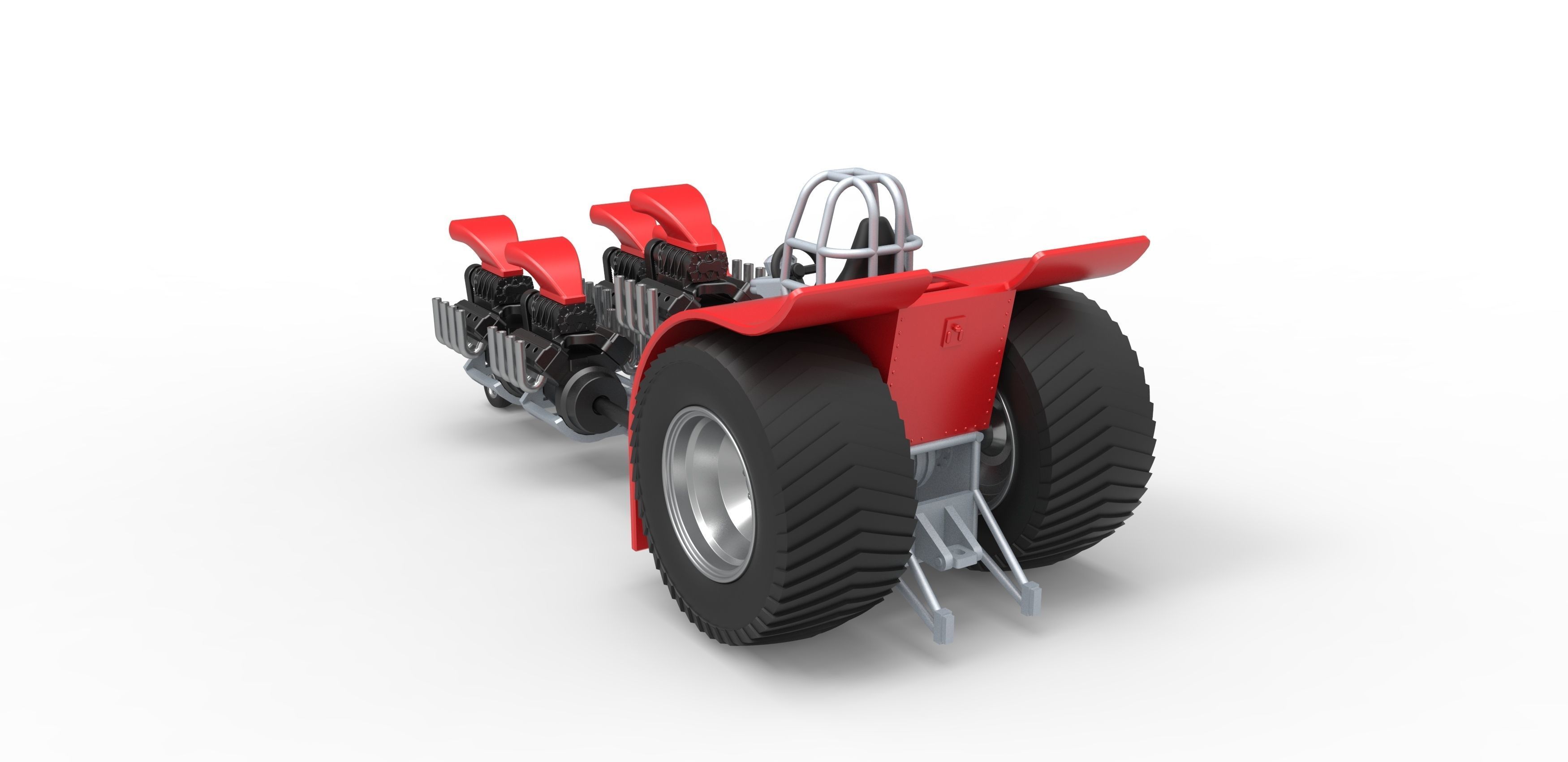 Pulling tractor with 5 engines V8 Scale 1 to 25 3D print model_11
