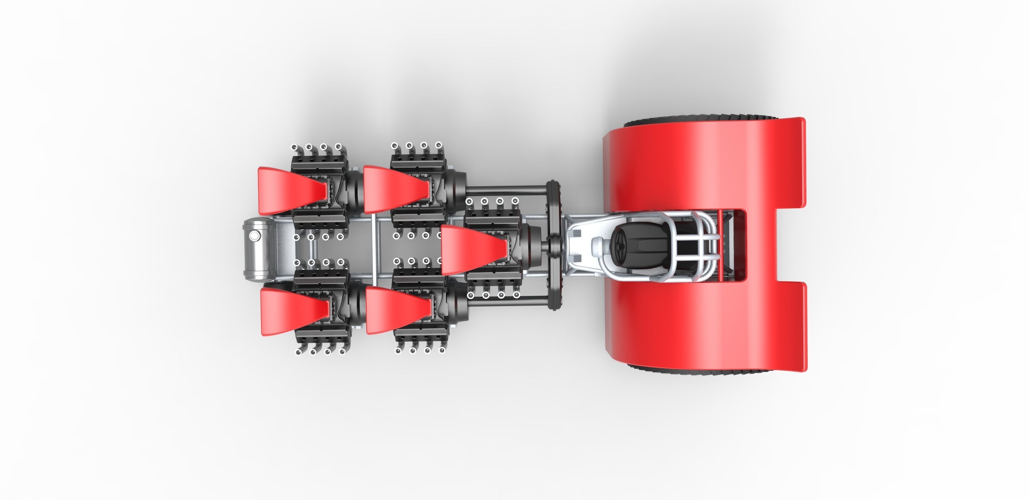Pulling tractor with 5 engines V8 Scale 1 to 25 3D print model_9