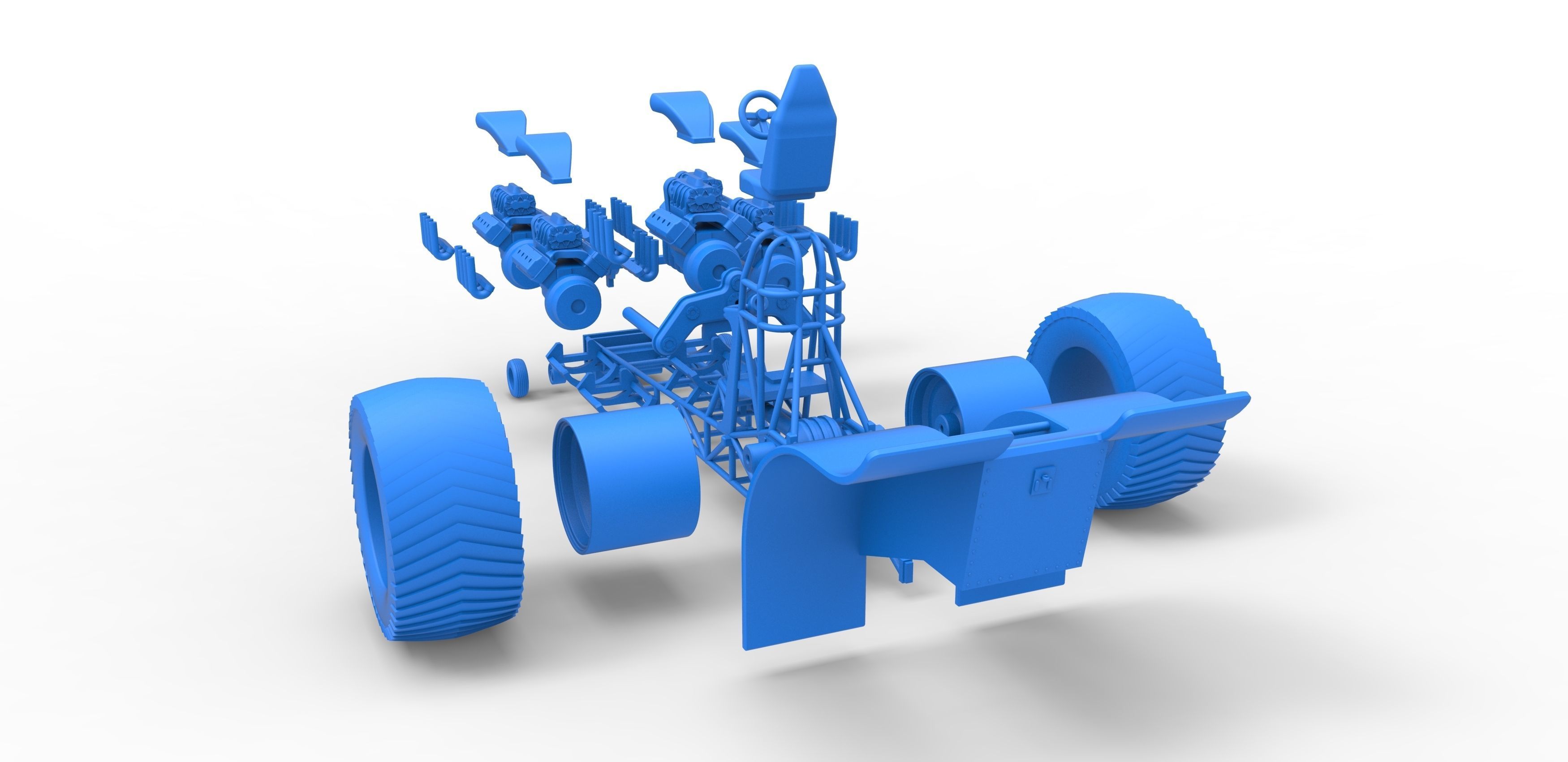 Pulling tractor with 5 engines V8 Scale 1 to 25 3D print model_34