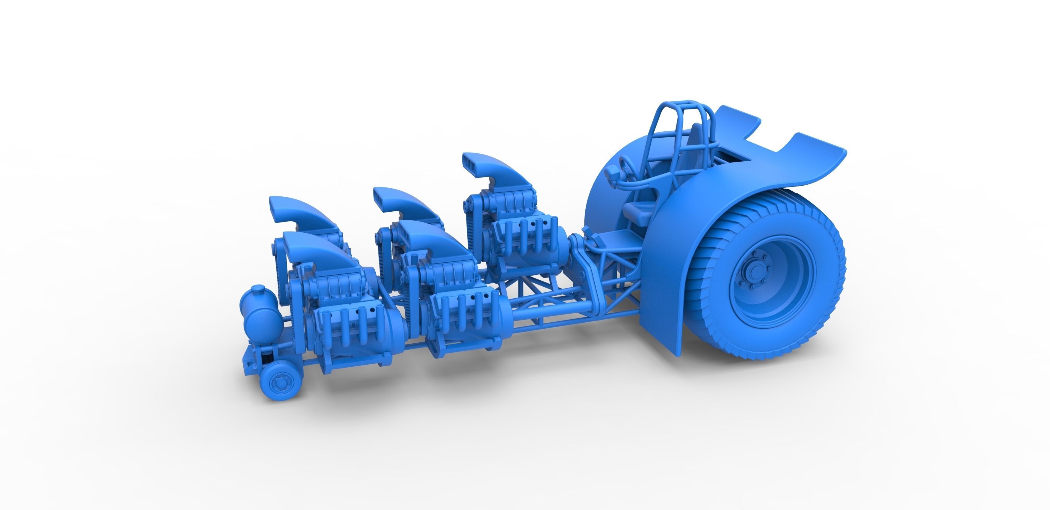 Pulling tractor with 5 engines V8 Scale 1 to 25 3D print model_14