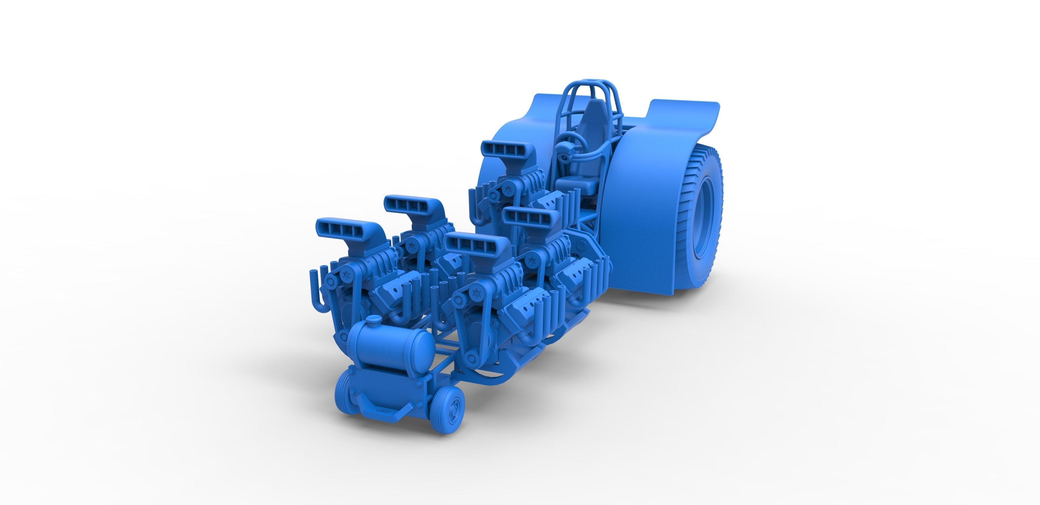 Pulling tractor with 5 engines V8 Scale 1 to 25 3D print model_16