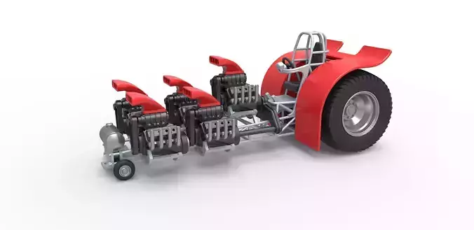 Pulling tractor with 5 engines V8 Scale 1 to 25