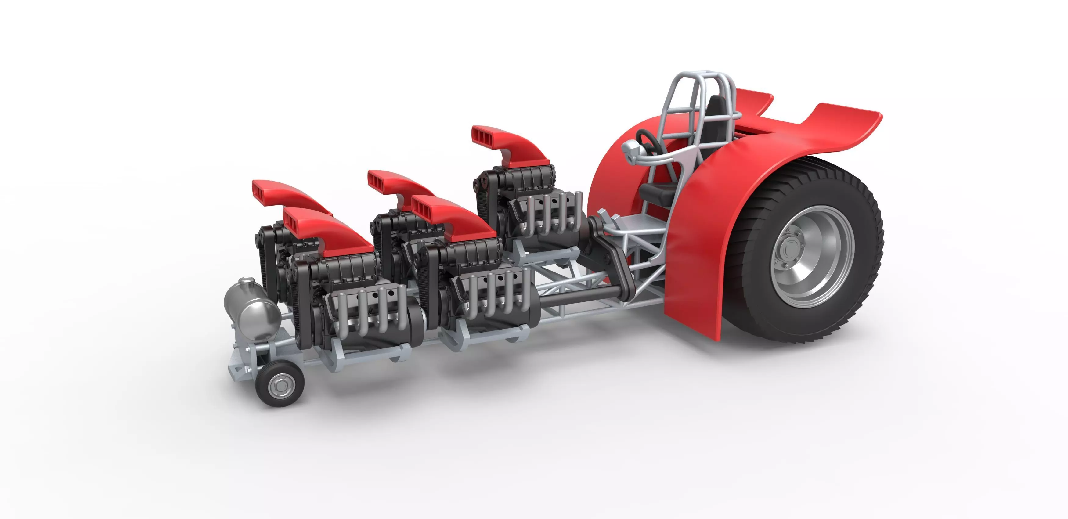 Pulling tractor with 5 engines V8 Scale 1 to 25 3D print model_0