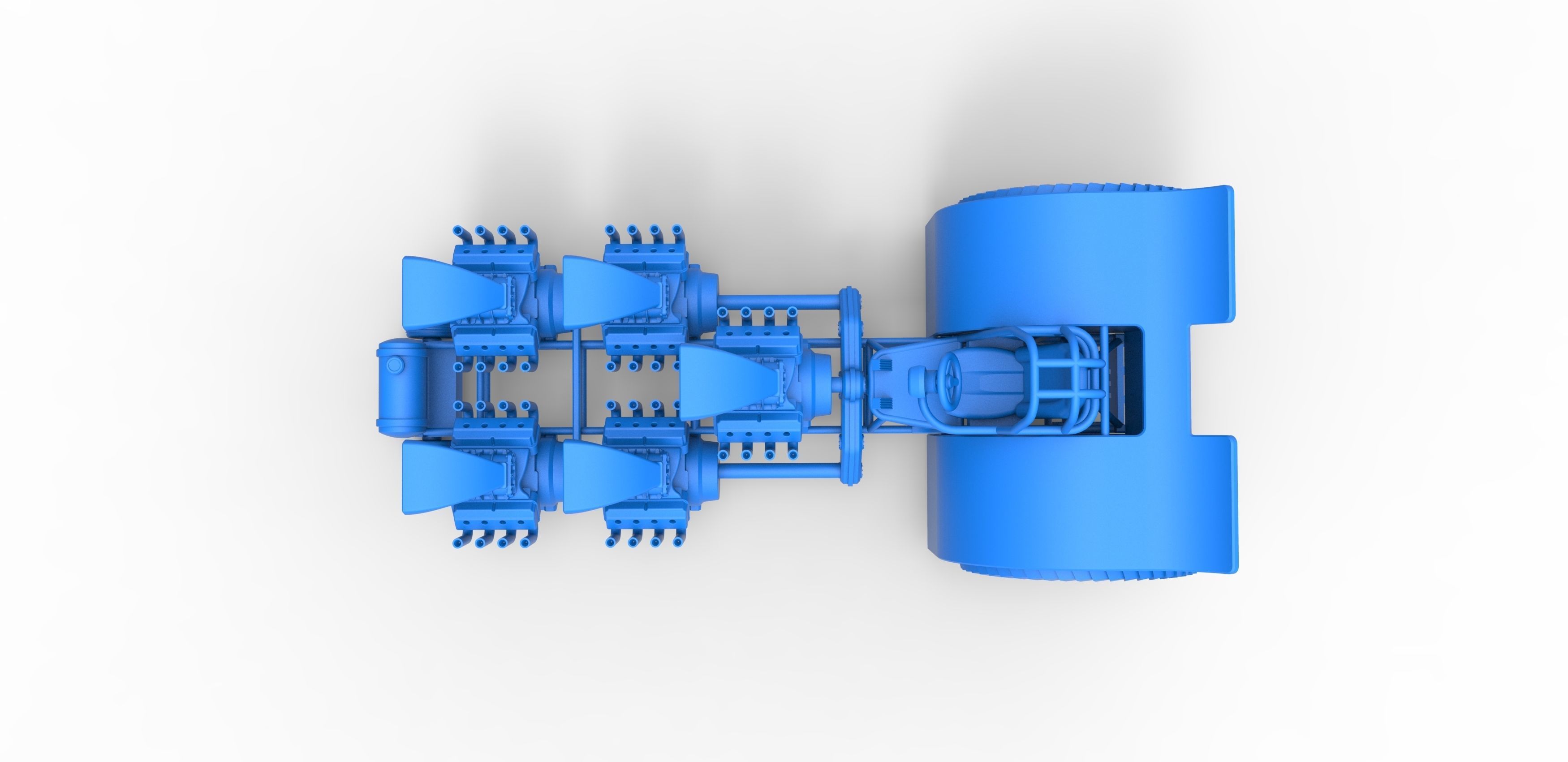 Pulling tractor with 5 engines V8 Scale 1 to 25 3D print model_22