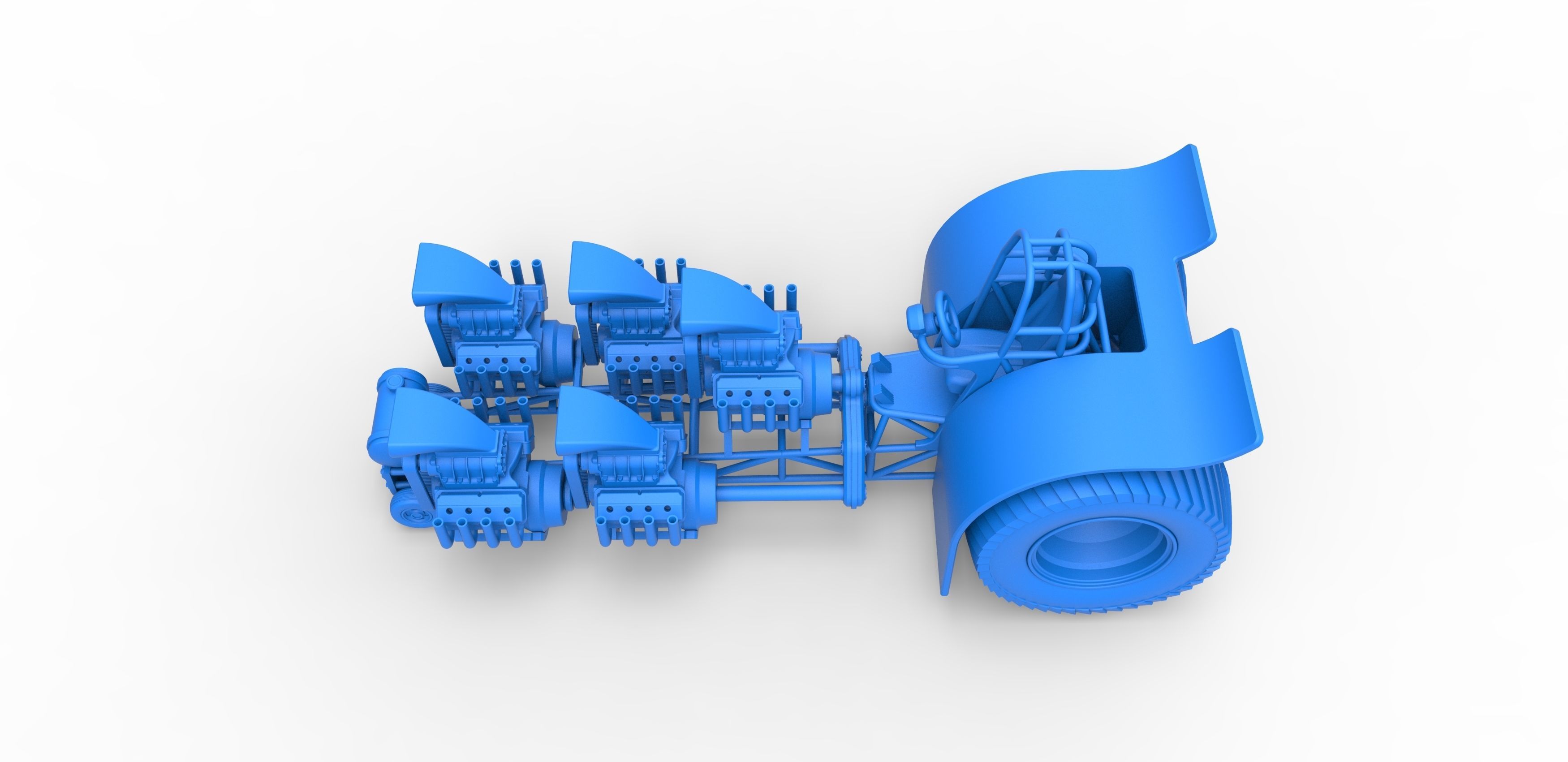 Pulling tractor with 5 engines V8 Scale 1 to 25 3D print model_21