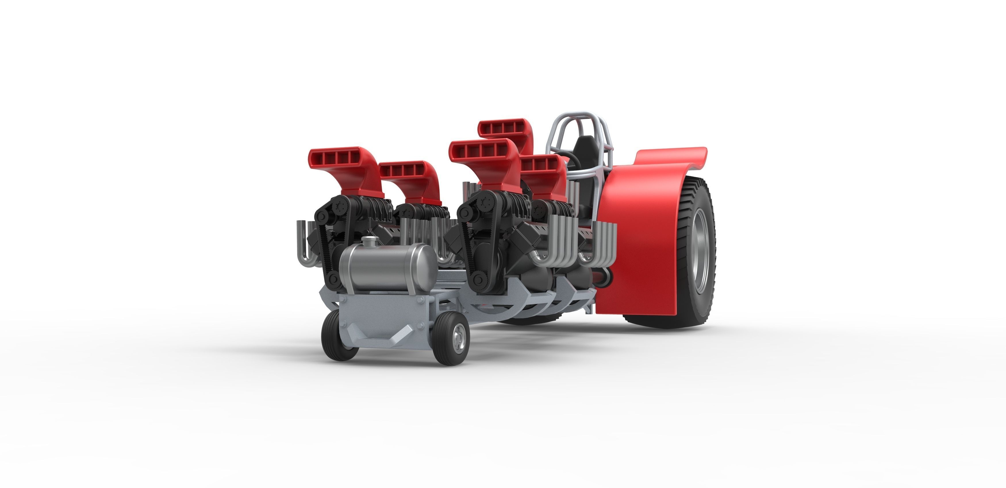 Pulling tractor with 5 engines V8 Scale 1 to 25 3D print model_4