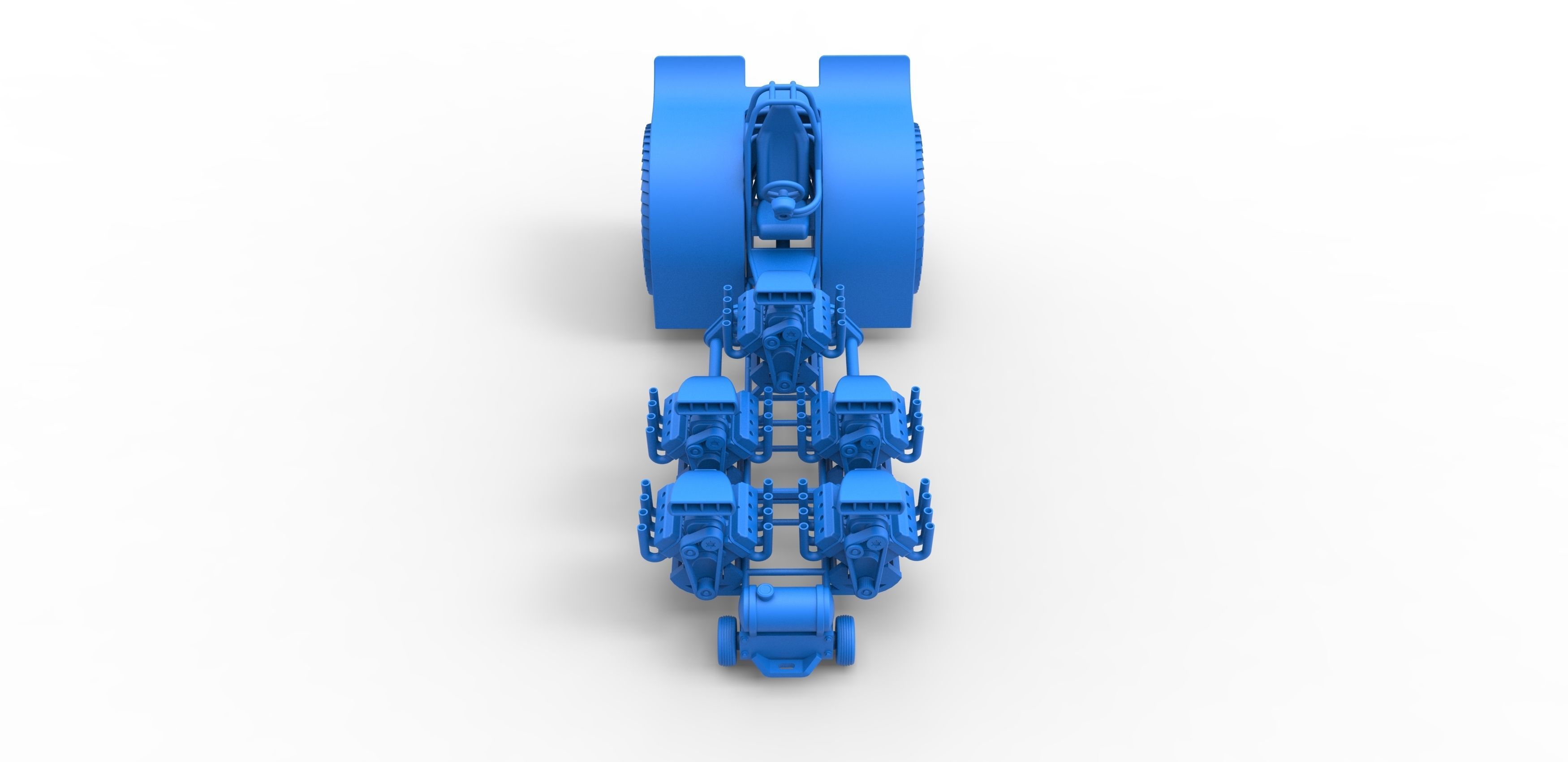 Pulling tractor with 5 engines V8 Scale 1 to 25 3D print model_18