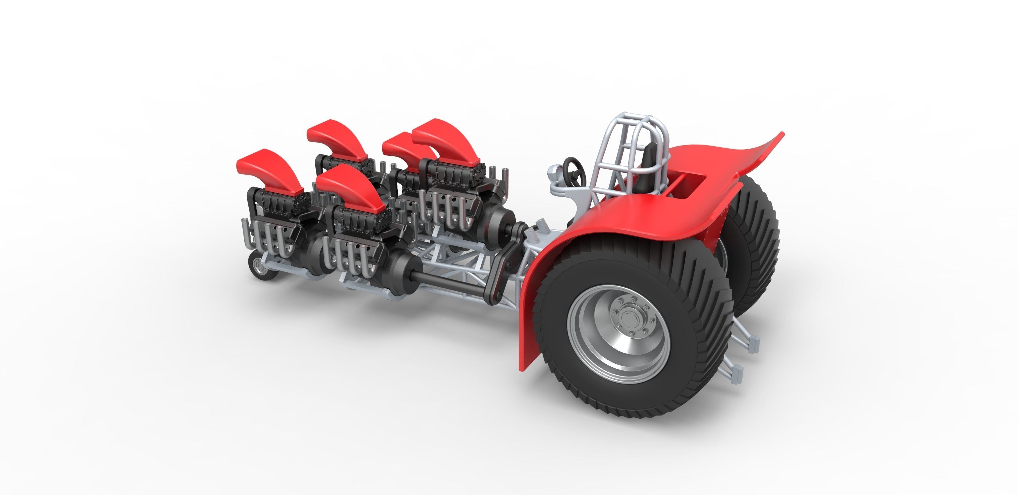 Pulling tractor with 5 engines V8 Scale 1 to 25 3D print model_10