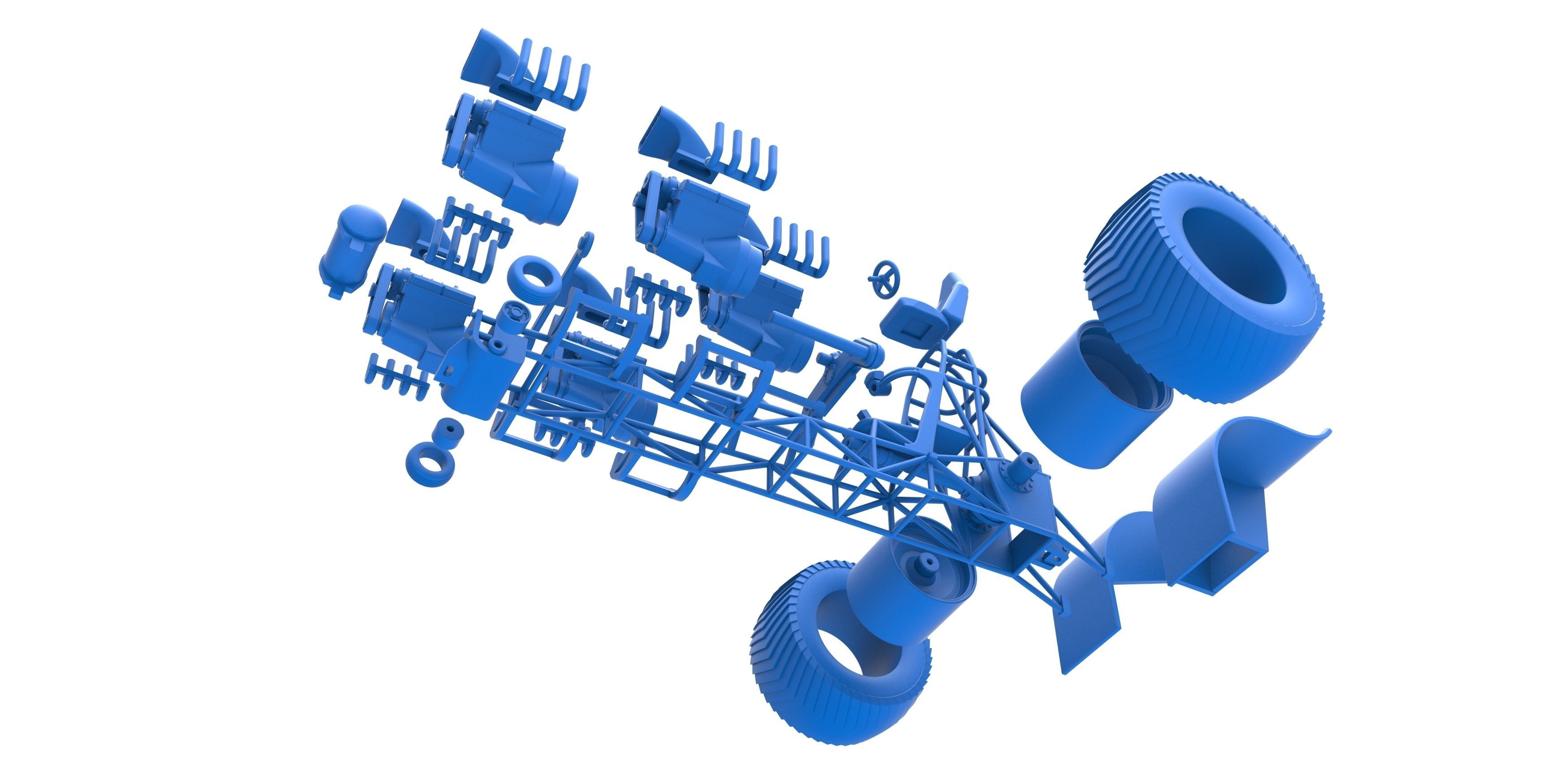 Pulling tractor with 5 engines V8 Scale 1 to 25 3D print model_29