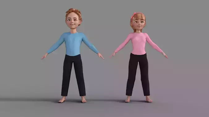 3D Cartoon Man and Woman