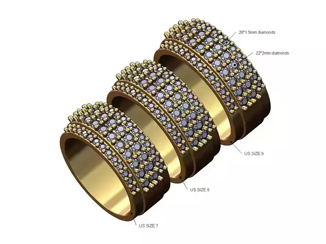 Diamond 4row wedding and engagement ring US sizes 7 8 9