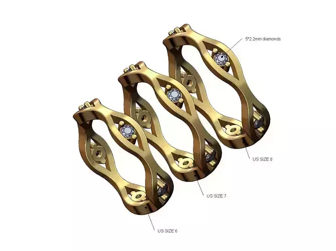 Wave mesh diamond eternity ring US sizes 6 7 8