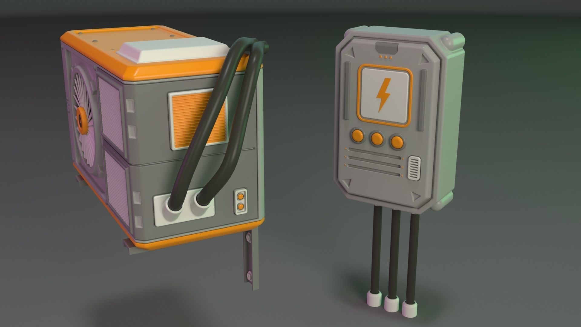 Wall Electric Props 1 - 20 pieces 3D model_7