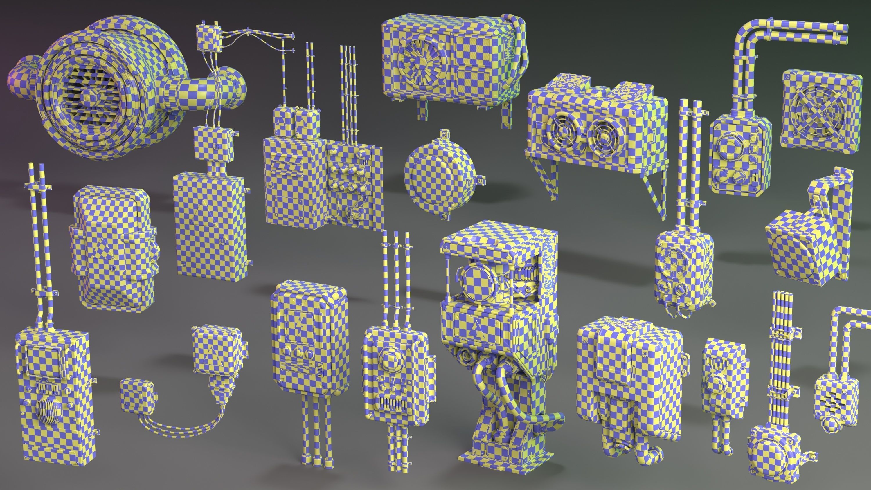 Wall Electric Props 1 - 20 pieces 3D model_2