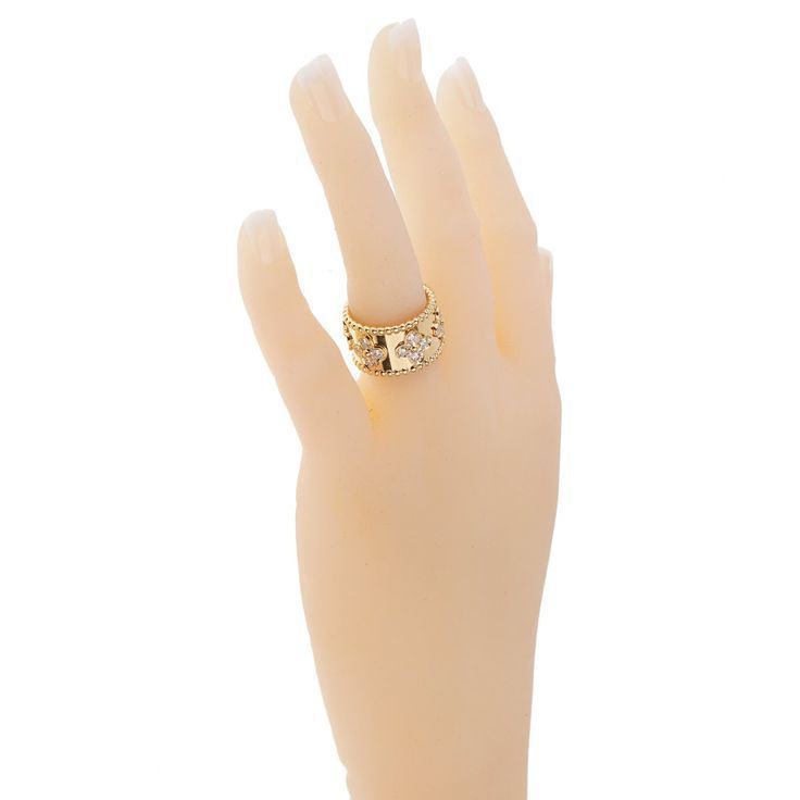 CG302 gold and diamond flower band ring 3D print model_24