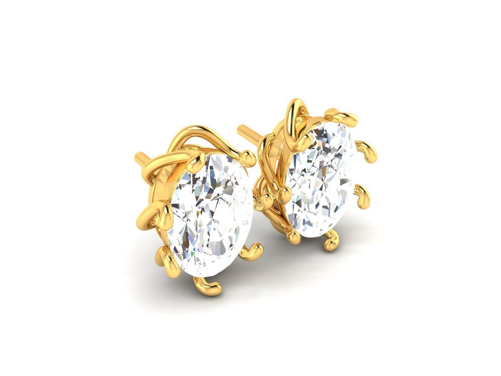 Women Oval Stone Earring 3dm stl fbx obj Render Details 3D print model_11