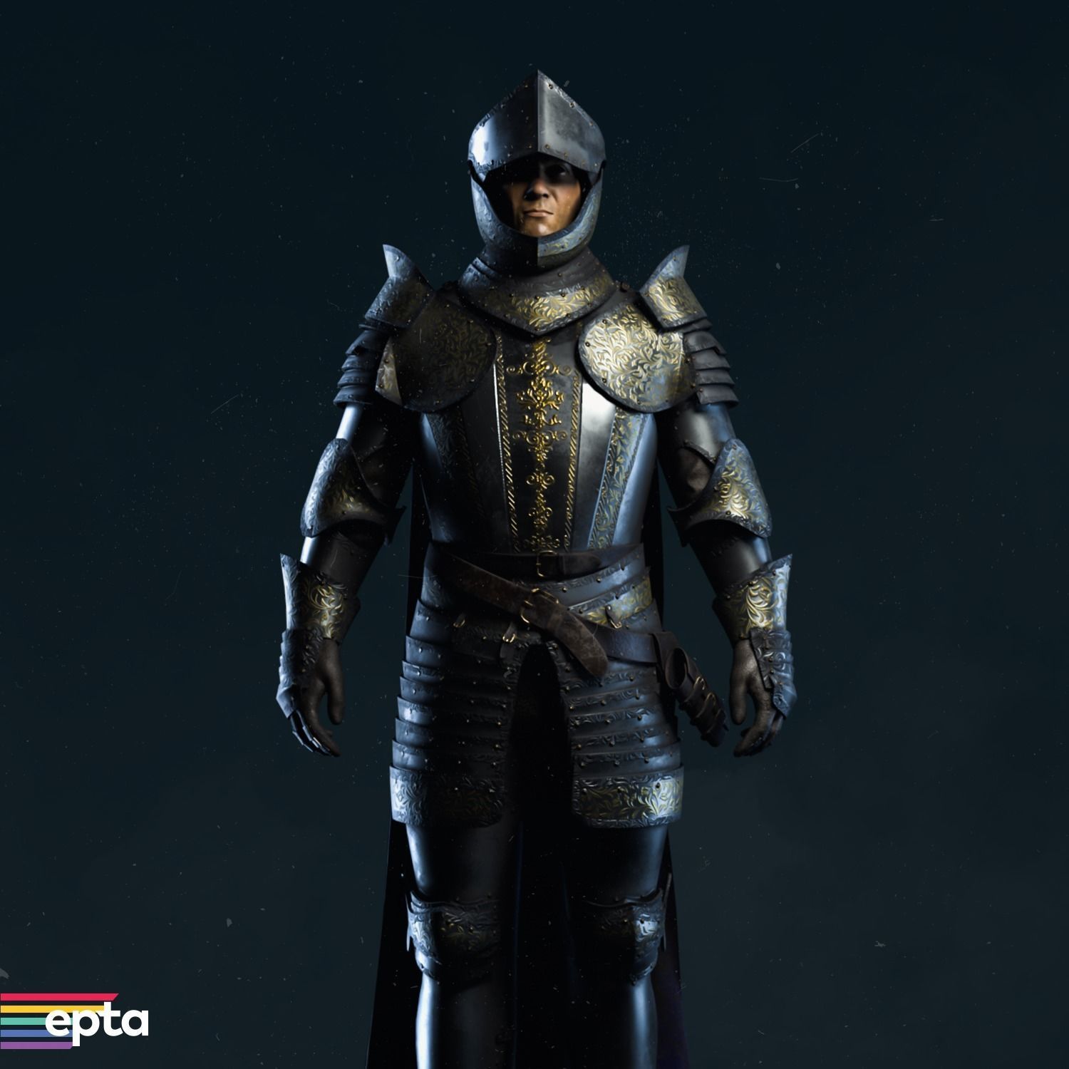 The Knight in armor Low-poly 3D model_3