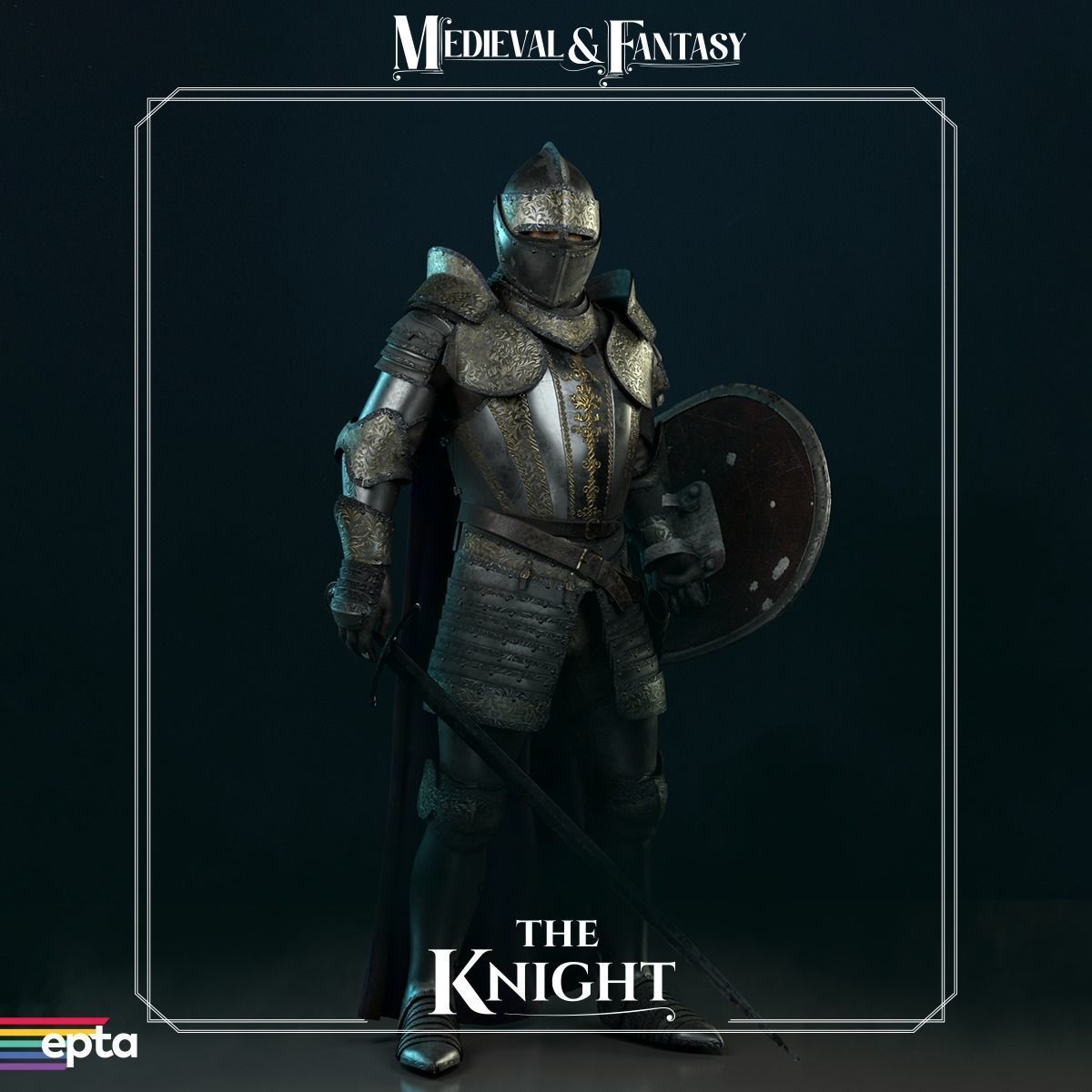 The Knight in armor Low-poly 3D model_1