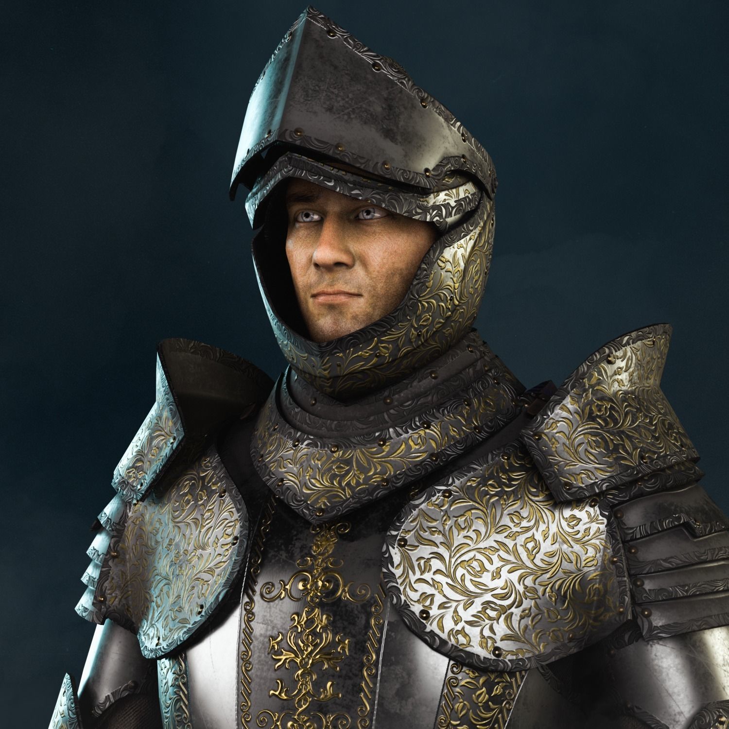 The Knight in armor Low-poly 3D model_5