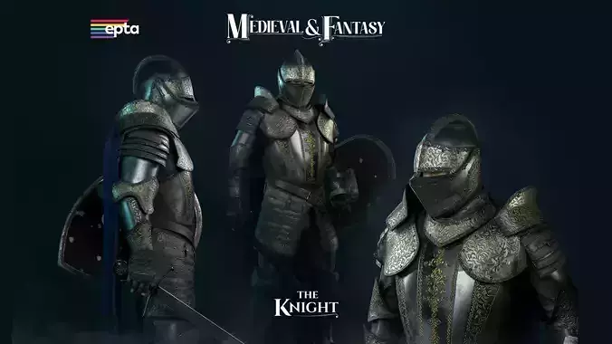 The Knight in armor Low-poly 3D model