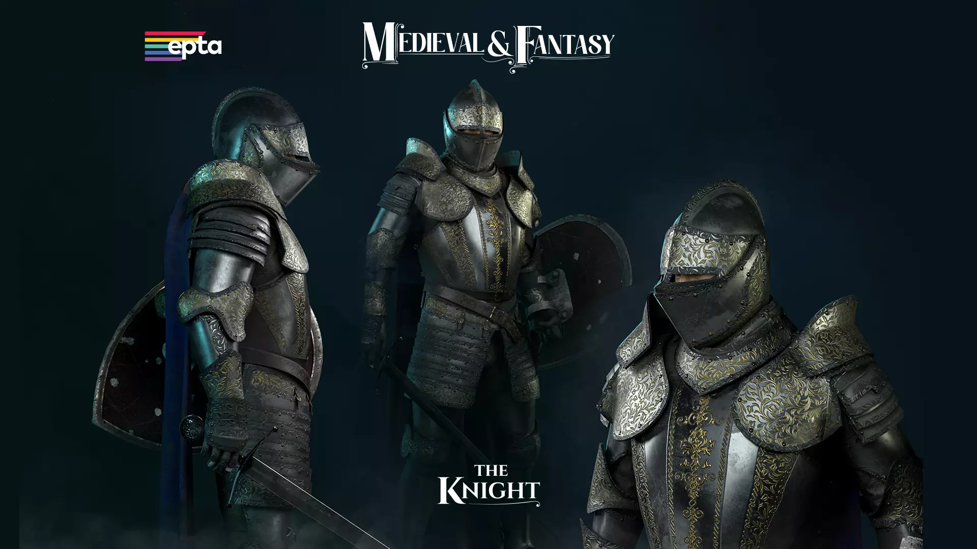 The Knight in armor Low-poly 3D model_0