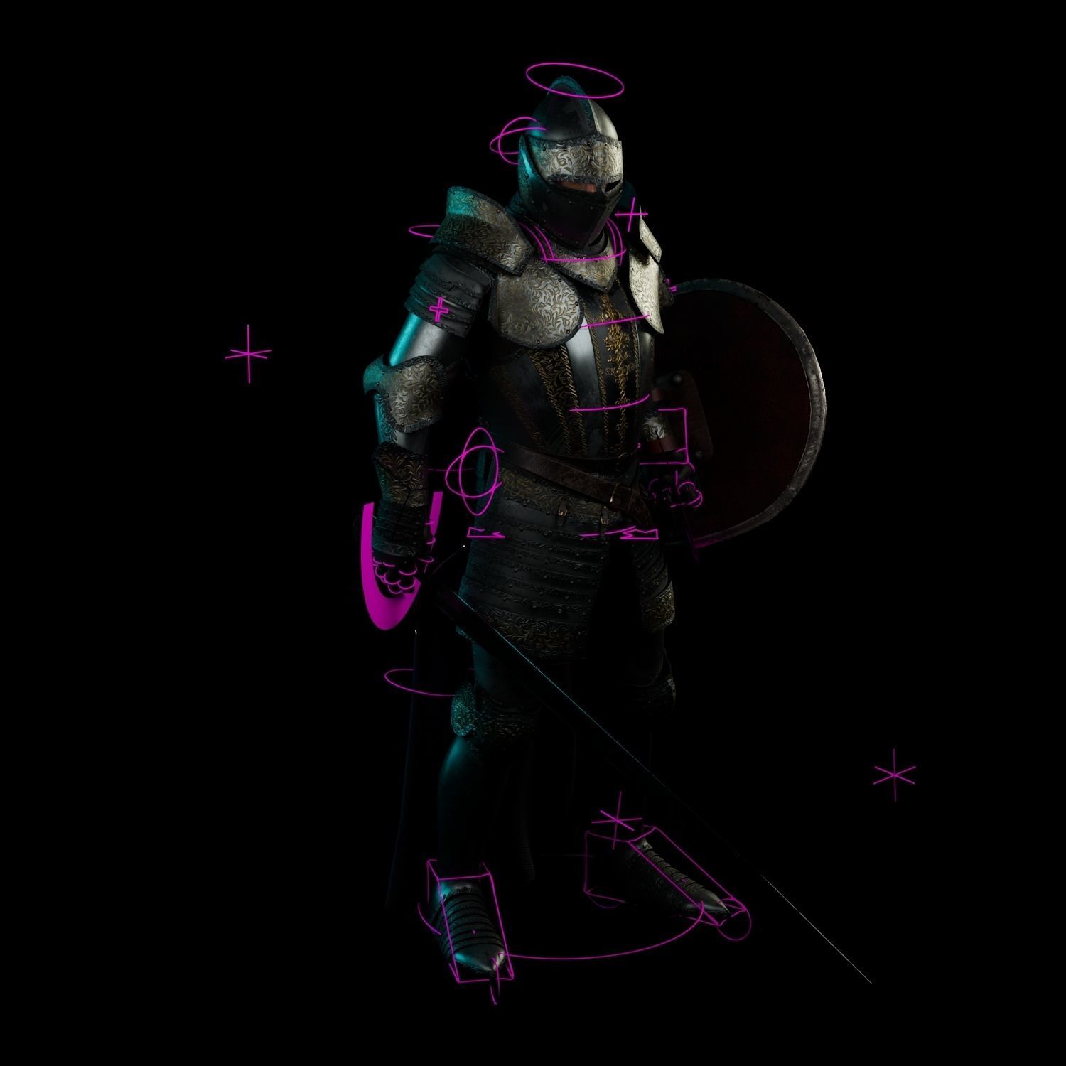 The Knight in armor Low-poly 3D model_13