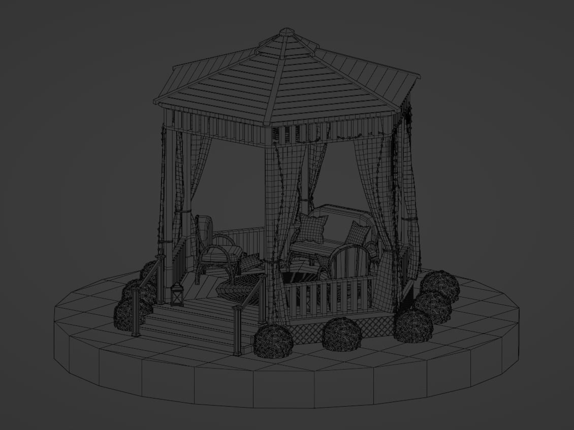 Gazebo Low-poly 3D model_2