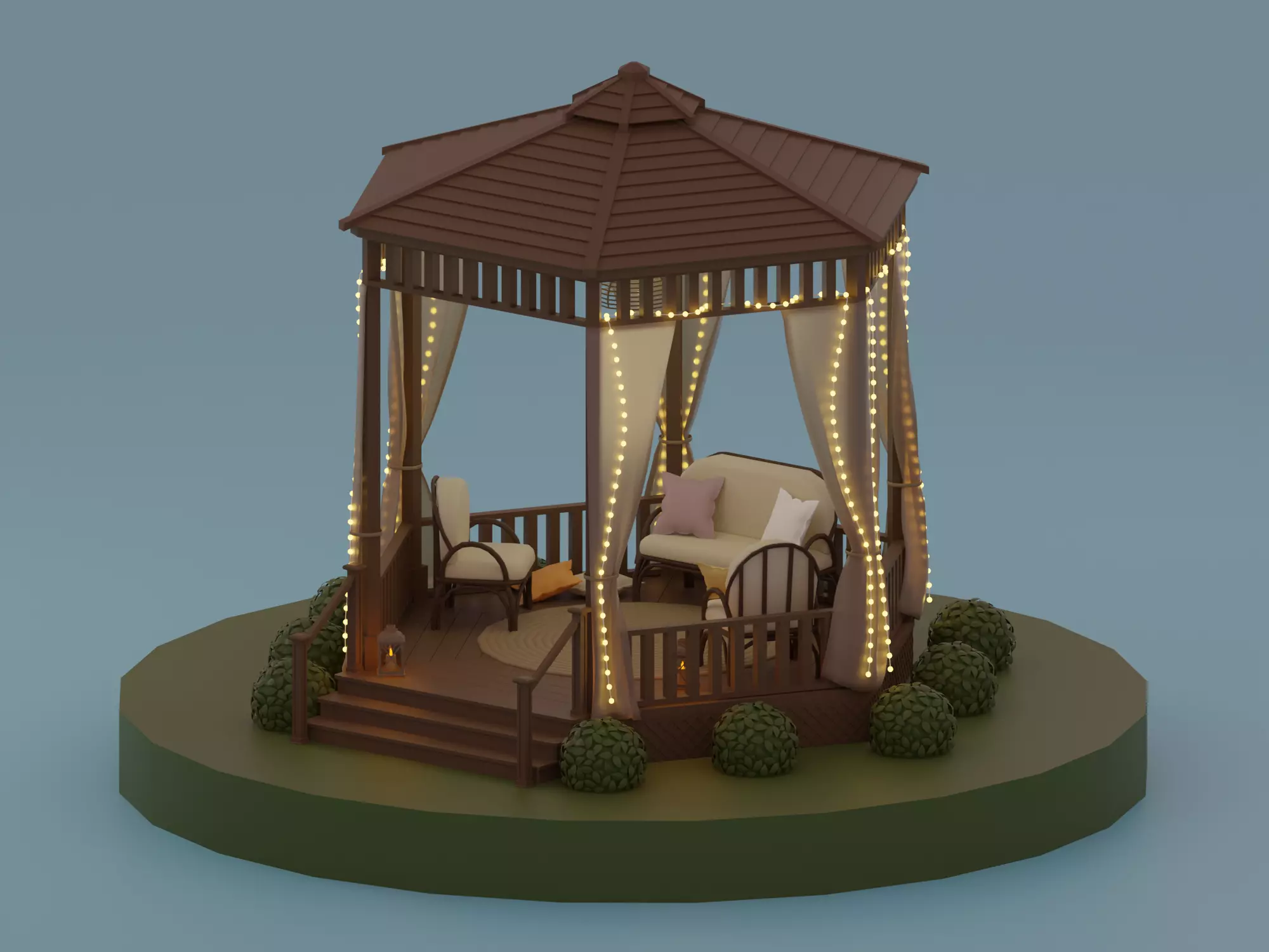 Gazebo Low-poly 3D model_0