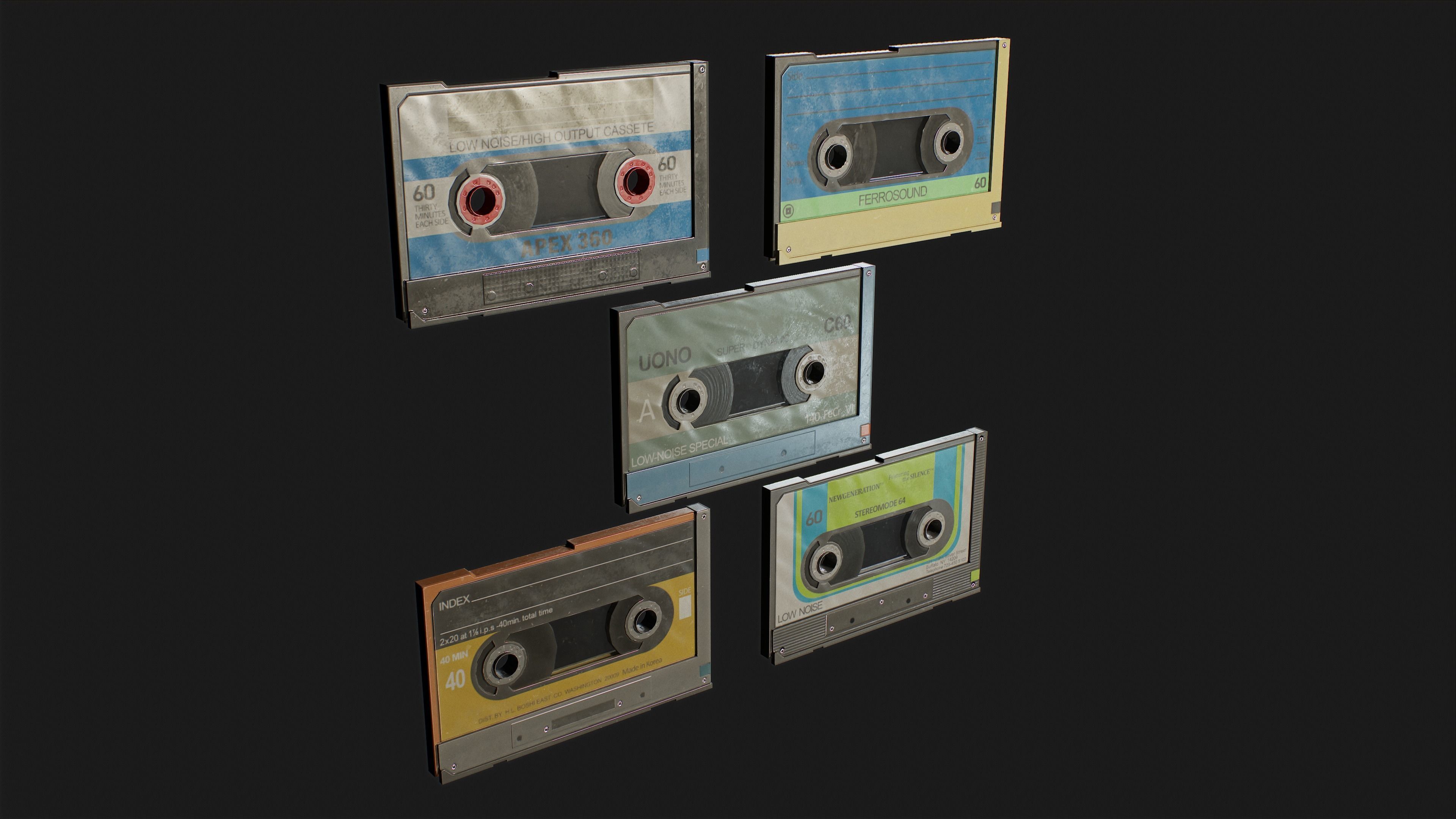 Cassettes Pack 02 Low-poly 3D model Low-poly 3D model_1